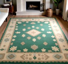Handknotted Modern Geometric Wool Rug